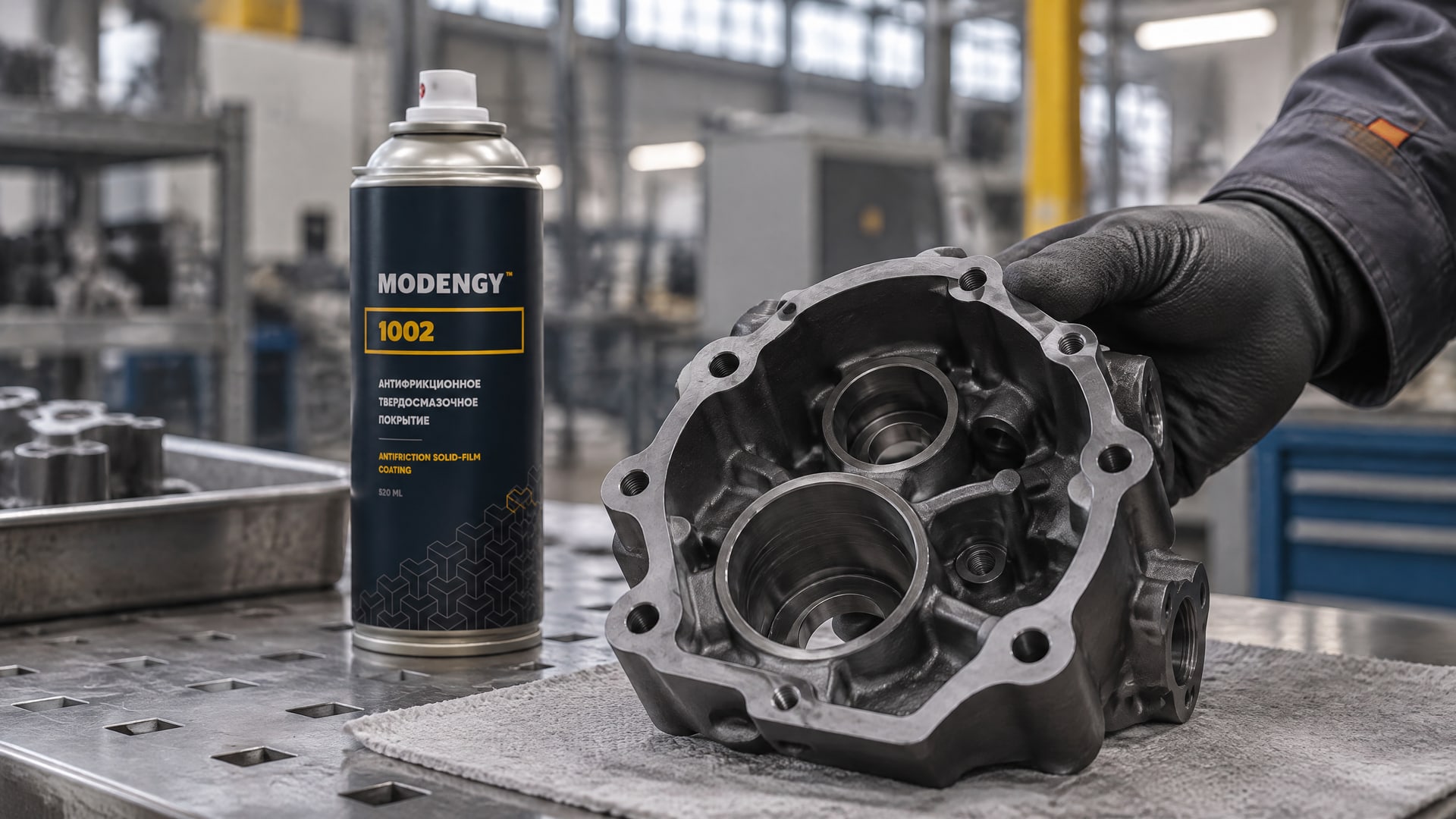 Нанесение состава MODENGY 1002 на детали для подготовки поверхности.